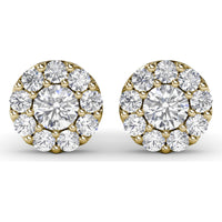 Halo Stud Earrings with Round Brilliant Diamonds by Fana - 1.79 Carat Total Diamond Weight