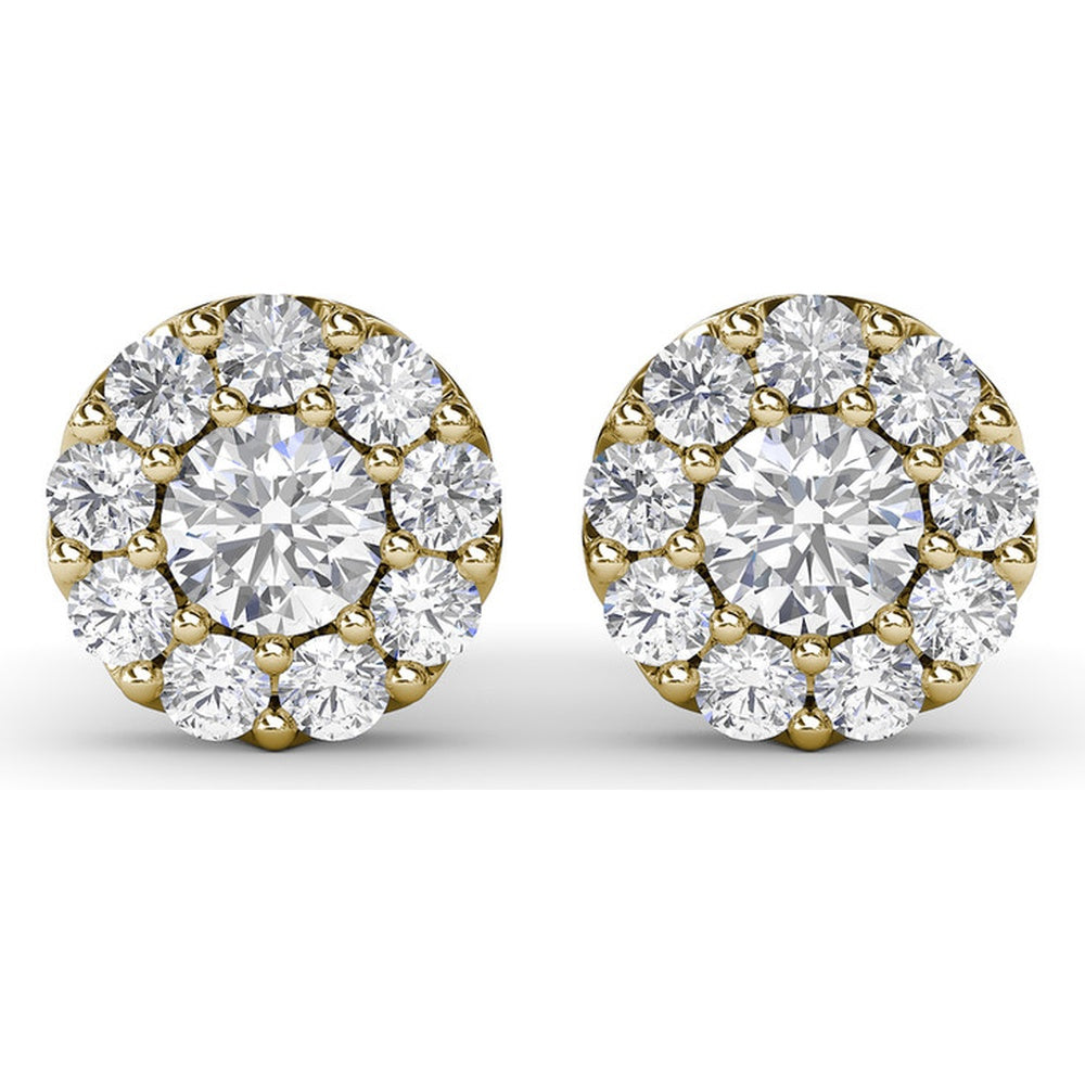 Halo Stud Earrings with Round Brilliant Diamonds by Fana - 1.79 Carat Total Diamond Weight