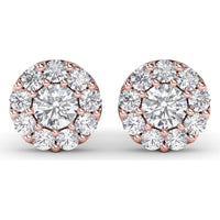 Halo Stud Earrings with Round Brilliant Diamonds by Fana - 1.79 Carat Total Diamond Weight