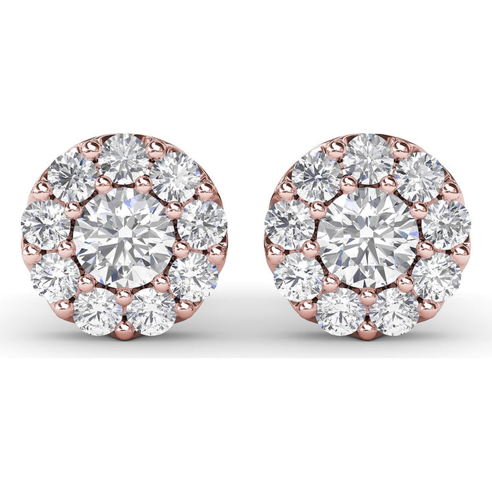 Halo Stud Earrings with Round Brilliant Diamonds by Fana - 1.79 Carat Total Diamond Weight