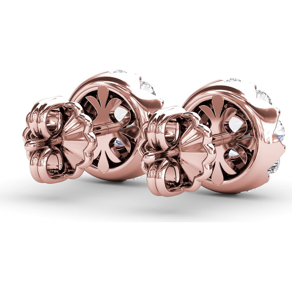 Halo Stud Earrings with Round Brilliant Diamonds by Fana - 1.79 Carat Total Diamond Weight