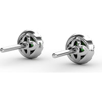 Halo Stud Earrings with Round Emerald and Pavé Diamonds by Fana - 0.47 Carat Total Gemstone Weight