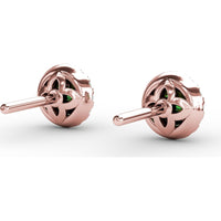 Halo Stud Earrings with Round Emerald and Pavé Diamonds by Fana - 0.47 Carat Total Gemstone Weight