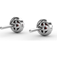 Halo Stud Earrings with Round Rubies and Pavé Diamonds by Fana - 0.61 Carat Total Gemstone Weight