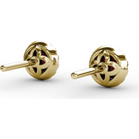 Halo Stud Earrings with Round Rubies and Pavé Diamonds by Fana - 0.61 Carat Total Gemstone Weight