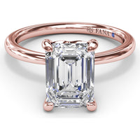 Hidden Halo Emerald Cut Engagement Ring Setting with Tapered Band by Fana