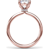 Hidden Halo Emerald Cut Engagement Ring Setting with Tapered Band by Fana