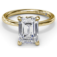 Hidden Halo Emerald Cut Engagement Ring Setting with Tapered Band by Fana