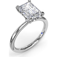 Hidden Halo Emerald Cut Engagement Ring Setting with Tapered Band by Fana