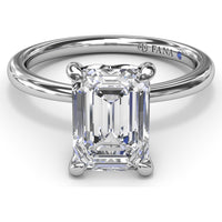 Hidden Halo Emerald Cut Engagement Ring Setting with Tapered Band by Fana