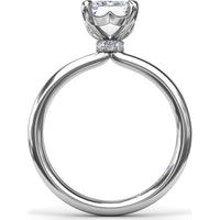 Hidden Halo Emerald Cut Engagement Ring Setting with Tapered Band by Fana