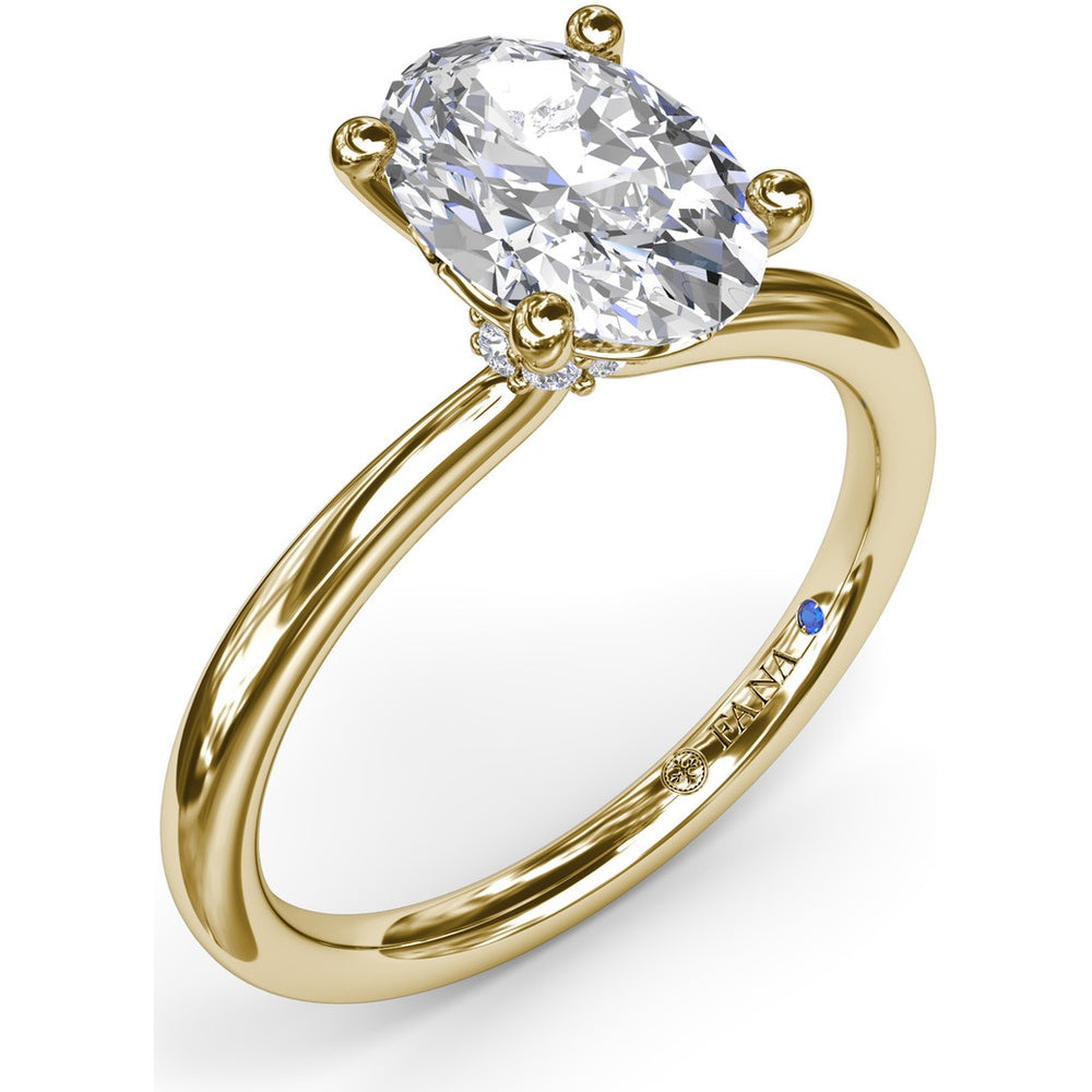 Hidden Halo Engagement Ring Setting with Oval Cut Center Stone by Fana - 0.06 Carat Total Diamond Weight