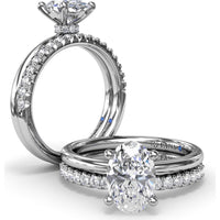 Hidden Halo Engagement Ring Setting with Oval Cut Center Stone by Fana - 0.06 Carat Total Diamond Weight