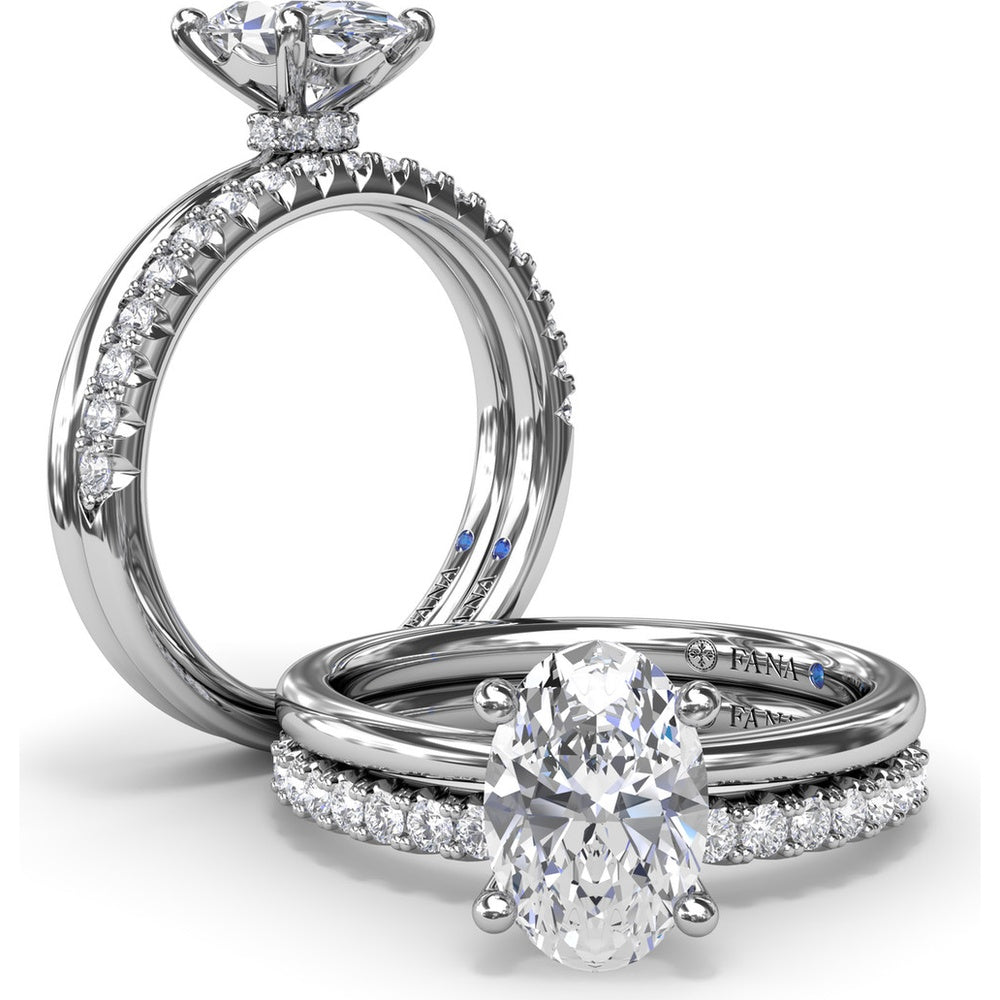 Hidden Halo Engagement Ring Setting with Oval Cut Center Stone by Fana - 0.06 Carat Total Diamond Weight