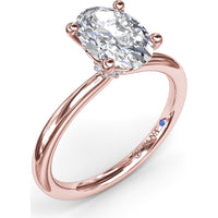 Hidden Halo Engagement Ring Setting with Oval Cut Center Stone by Fana - 0.06 Carat Total Diamond Weight