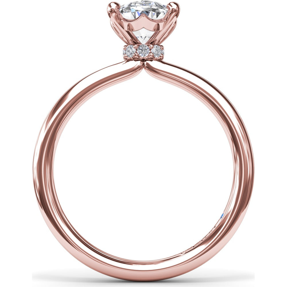 Hidden Halo Engagement Ring Setting with Oval Cut Center Stone by Fana - 0.06 Carat Total Diamond Weight