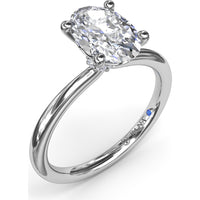 Hidden Halo Engagement Ring Setting with Oval Cut Center Stone by Fana - 0.06 Carat Total Diamond Weight