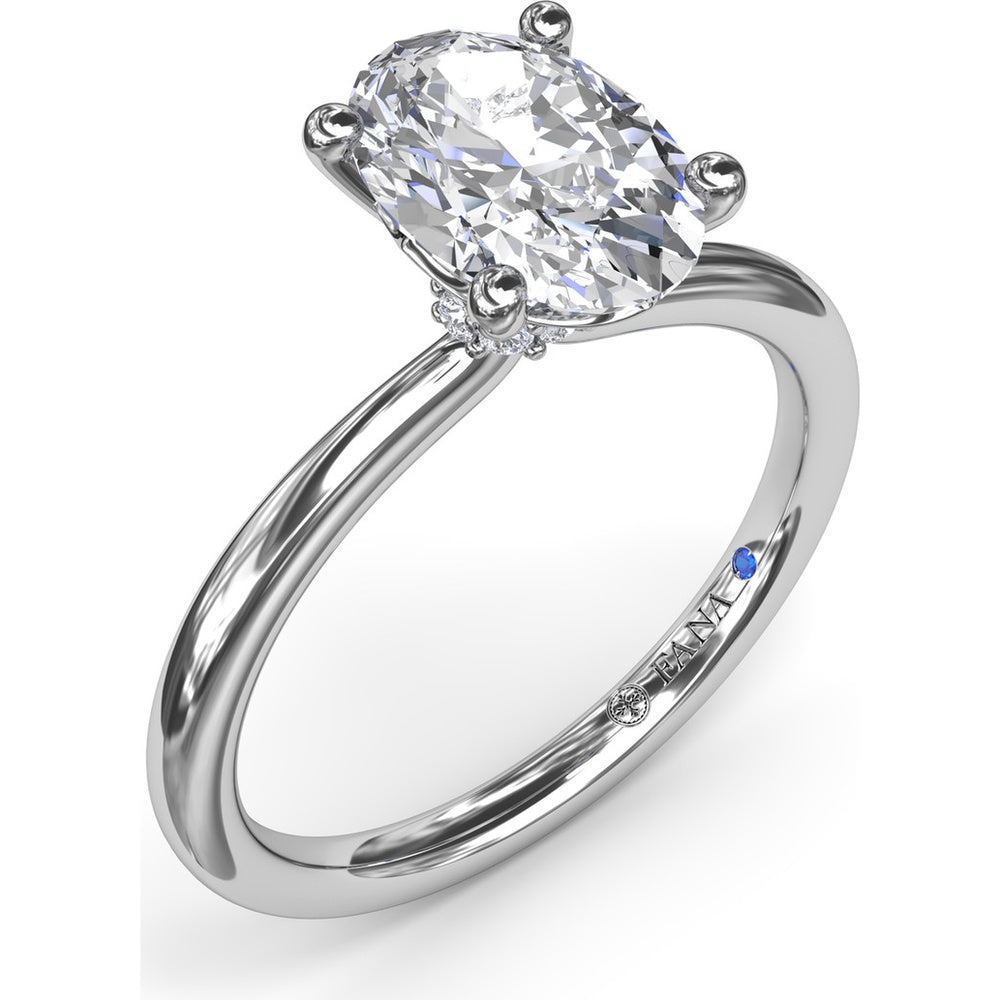Hidden Halo Engagement Ring Setting with Oval Cut Center Stone by Fana - 0.06 Carat Total Diamond Weight