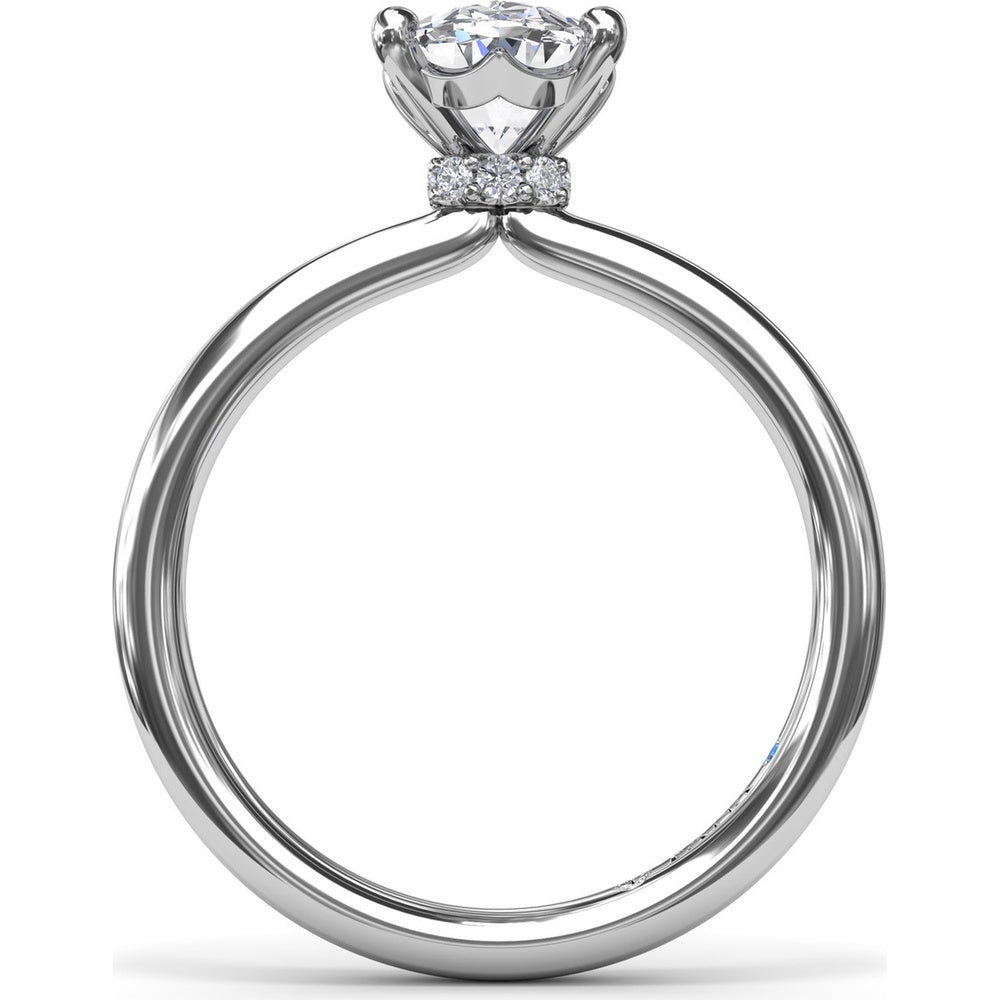 Hidden Halo Engagement Ring Setting with Oval Cut Center Stone by Fana - 0.06 Carat Total Diamond Weight