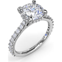 Hidden Halo Engagement Ring Setting with Pavé Diamond Band by Fana - 0.45 Carat Total Diamond Weight