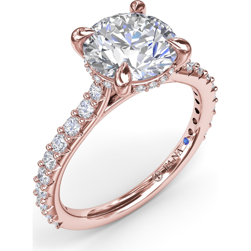 Hidden Halo Engagement Ring Setting with Pavé Diamond Band by Fana - 0.45 Carat Total Diamond Weight