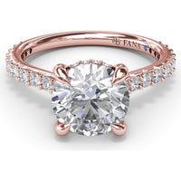 Hidden Halo Engagement Ring Setting with Pavé Diamond Band by Fana - 0.45 Carat Total Diamond Weight