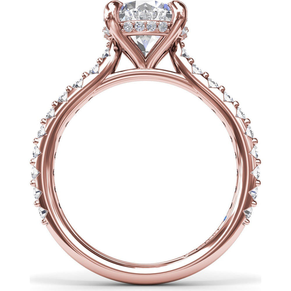 Hidden Halo Engagement Ring Setting with Pavé Diamond Band by Fana - 0.45 Carat Total Diamond Weight
