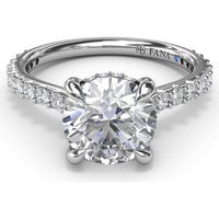 Hidden Halo Engagement Ring Setting with Pavé Diamond Band by Fana - 0.45 Carat Total Diamond Weight