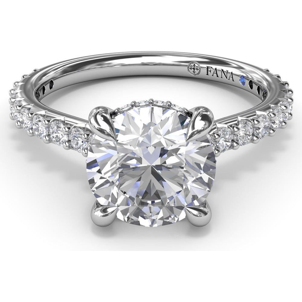 Hidden Halo Engagement Ring Setting with Pavé Diamond Band by Fana - 0.45 Carat Total Diamond Weight