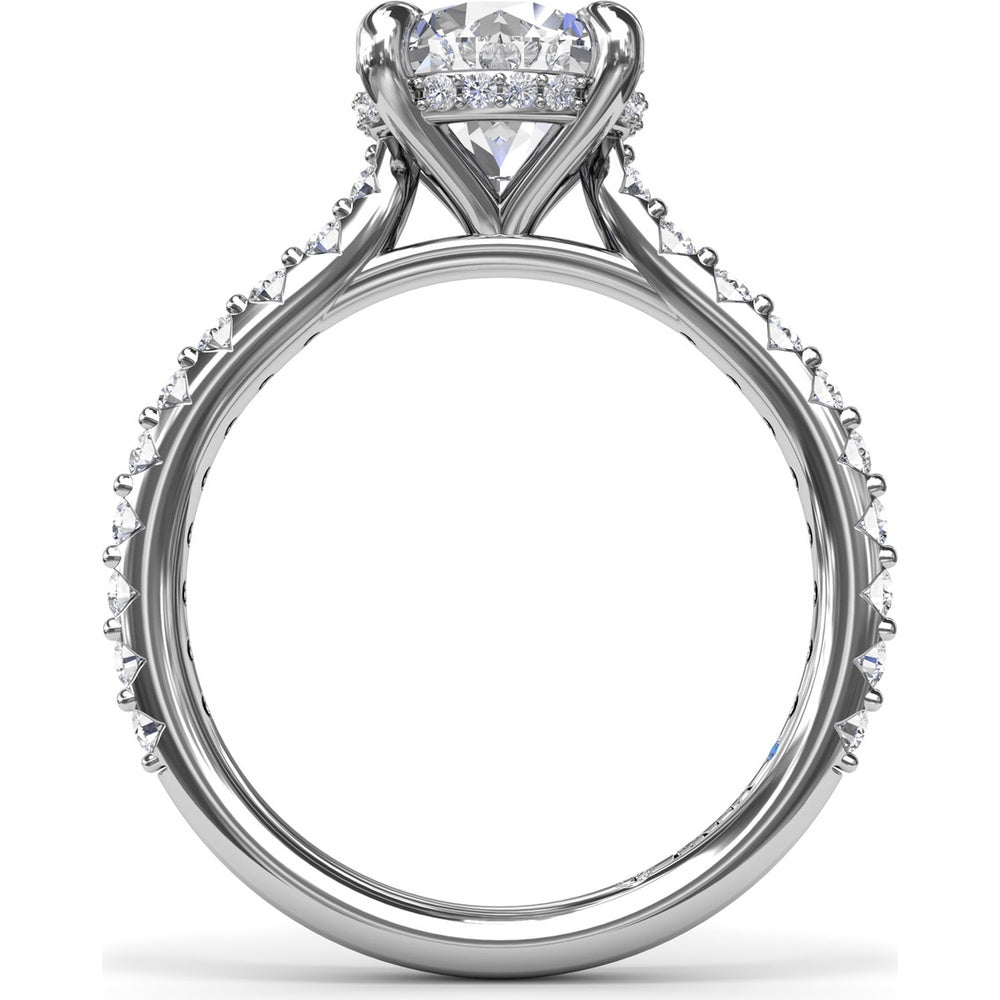Hidden Halo Engagement Ring Setting with Pavé Diamond Band by Fana - 0.45 Carat Total Diamond Weight