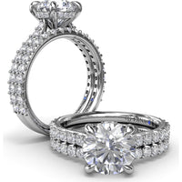 Hidden Halo Engagement Ring Setting with Pavé Diamond Band by Fana - 0.45 Carat Total Diamond Weight