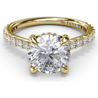 Hidden Halo Engagement Ring Setting with Pavé Diamond Band by Fana - 0.45 Carat Total Diamond Weight