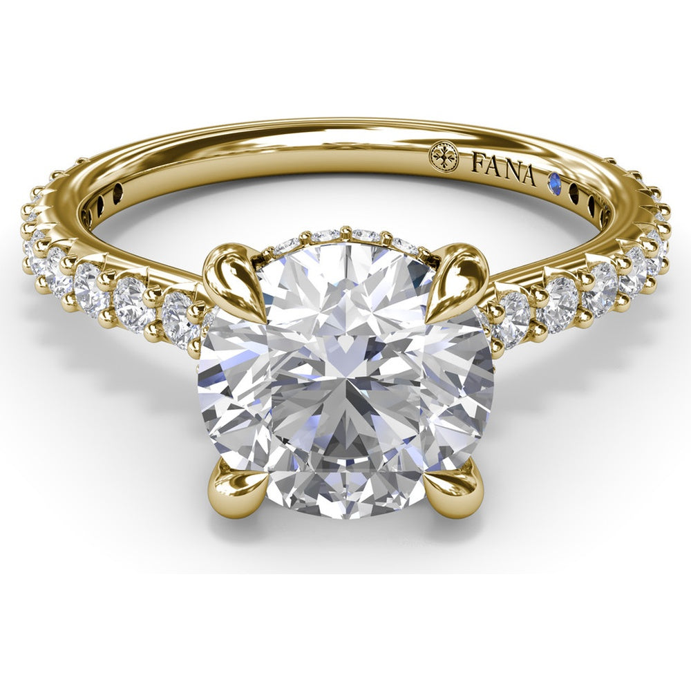 Hidden Halo Engagement Ring Setting with Pavé Diamond Band by Fana - 0.45 Carat Total Diamond Weight