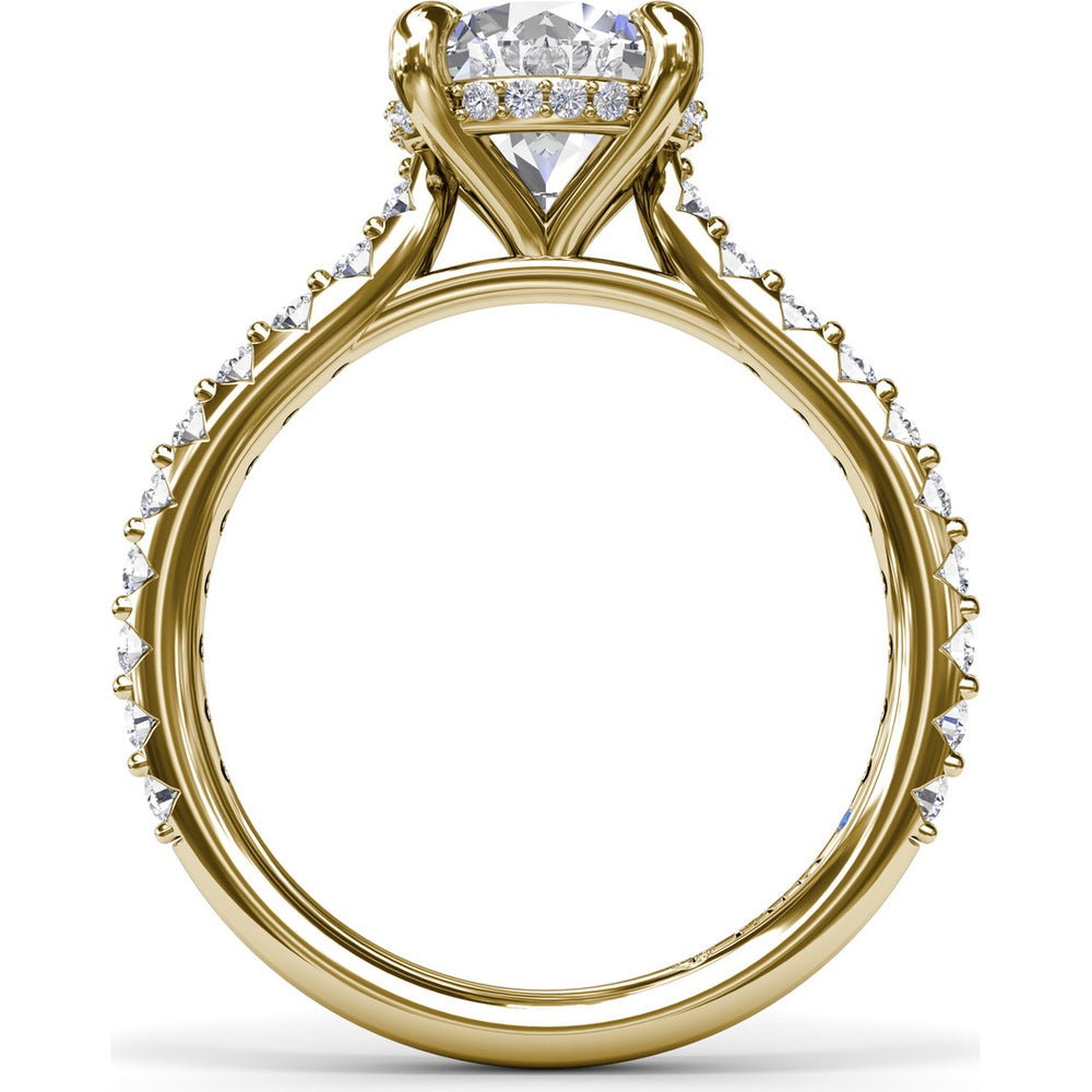 Hidden Halo Engagement Ring Setting with Pavé Diamond Band by Fana - 0.45 Carat Total Diamond Weight