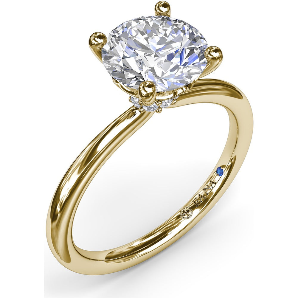 Hidden Halo Engagement Ring Setting with Round Diamond Pavé Accents by Fana - 0.06 Carat Total Diamond Weight