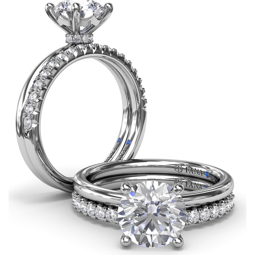 Hidden Halo Engagement Ring Setting with Round Diamond Pavé Accents by Fana - 0.06 Carat Total Diamond Weight