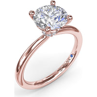 Hidden Halo Engagement Ring Setting with Round Diamond Pavé Accents by Fana - 0.06 Carat Total Diamond Weight