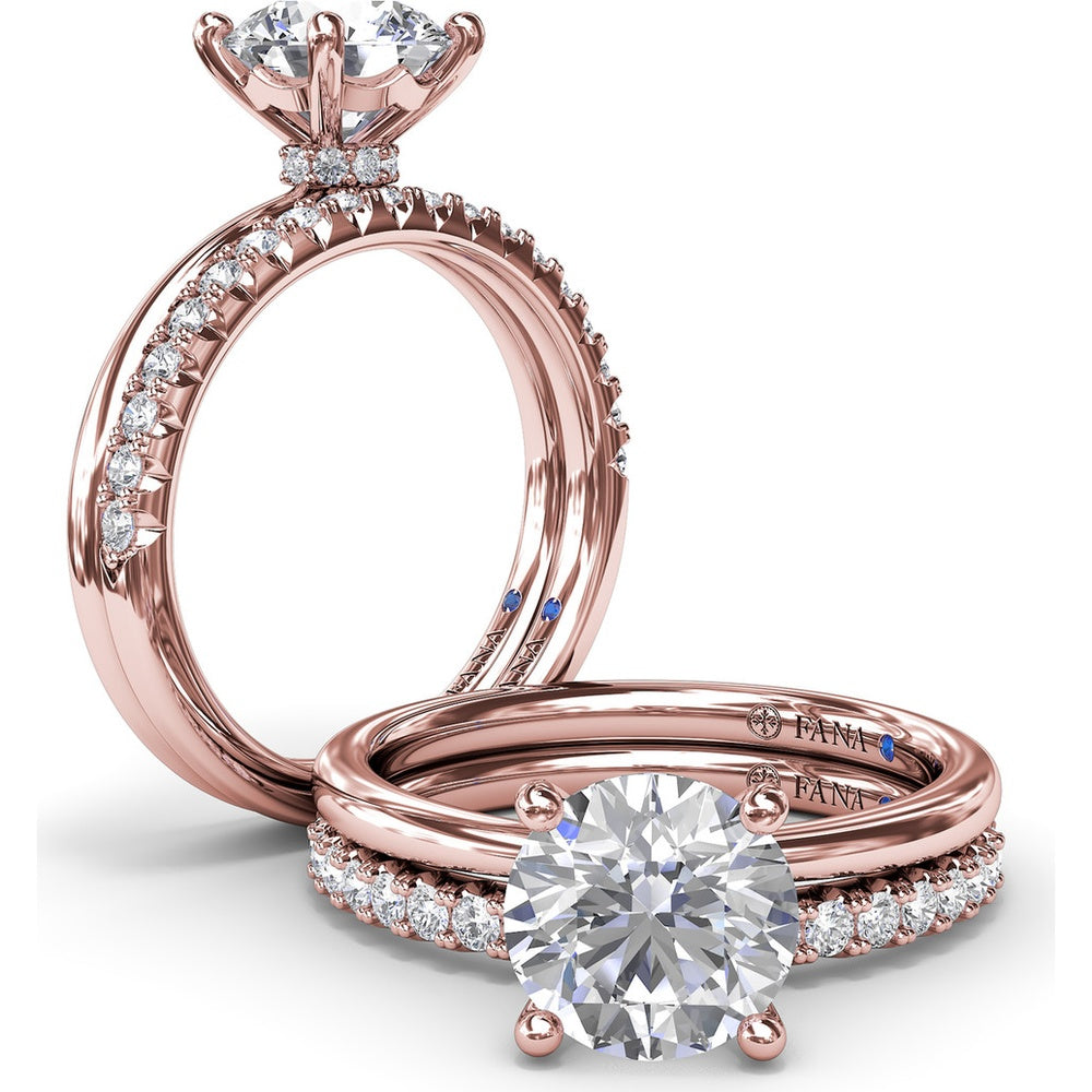 Hidden Halo Engagement Ring Setting with Round Diamond Pavé Accents by Fana - 0.06 Carat Total Diamond Weight