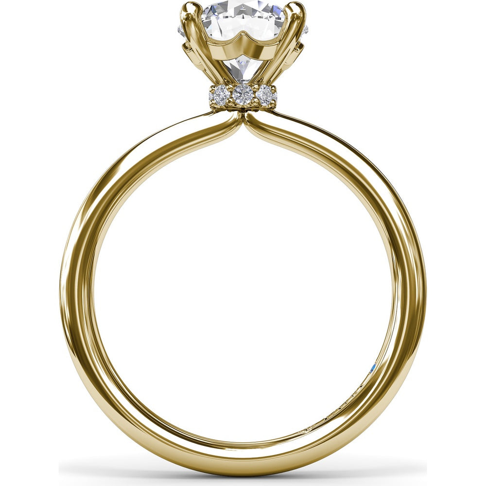 Hidden Halo Engagement Ring Setting with Round Diamond Pavé Accents by Fana - 0.06 Carat Total Diamond Weight