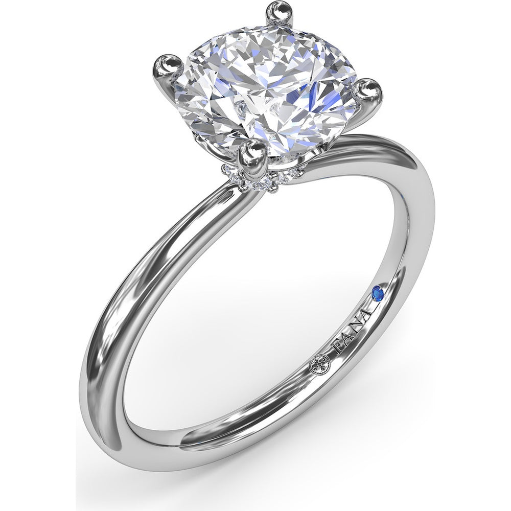 Hidden Halo Engagement Ring Setting with Round Diamond Pavé Accents by Fana - 0.06 Carat Total Diamond Weight