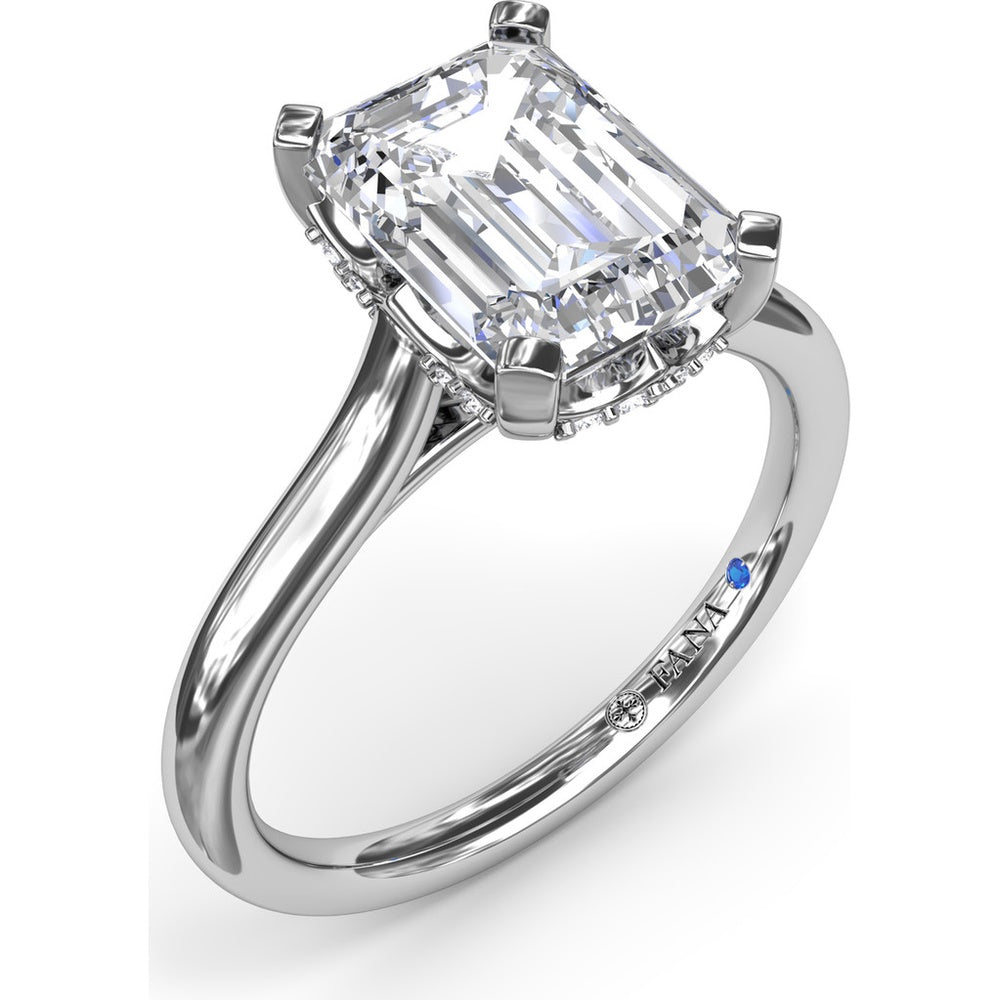 Hidden Halo Engagement Ring Setting with Split Shank and Pavé Diamonds by Fana - 0.09 Carat Total Diamond Weight