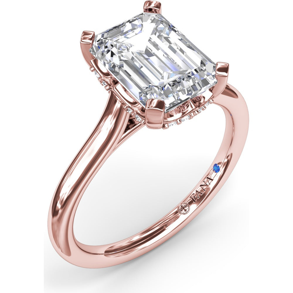 Hidden Halo Engagement Ring Setting with Split Shank and Pavé Diamonds by Fana - 0.09 Carat Total Diamond Weight