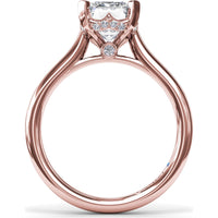 Hidden Halo Engagement Ring Setting with Split Shank and Pavé Diamonds by Fana - 0.09 Carat Total Diamond Weight