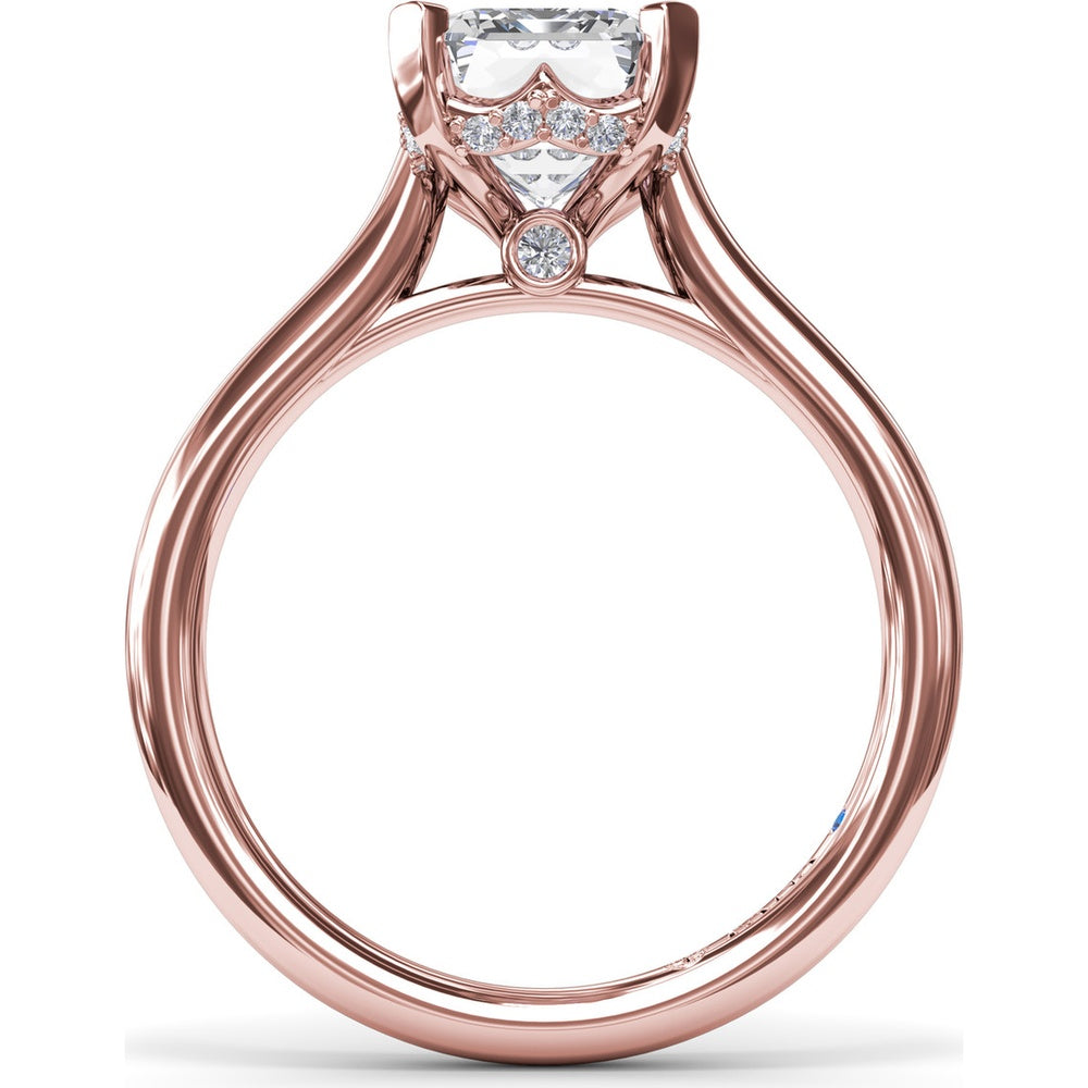 Hidden Halo Engagement Ring Setting with Split Shank and Pavé Diamonds by Fana - 0.09 Carat Total Diamond Weight