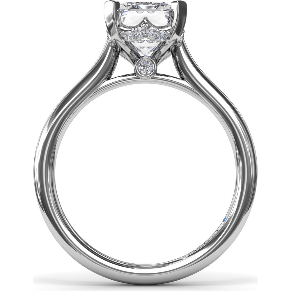 Hidden Halo Engagement Ring Setting with Split Shank and Pavé Diamonds by Fana - 0.09 Carat Total Diamond Weight