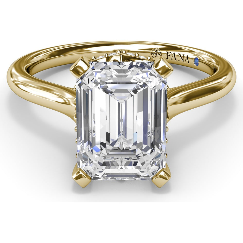 Hidden Halo Engagement Ring Setting with Split Shank and Pavé Diamonds by Fana - 0.09 Carat Total Diamond Weight
