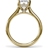 Hidden Halo Engagement Ring Setting with Split Shank and Pavé Diamonds by Fana - 0.09 Carat Total Diamond Weight