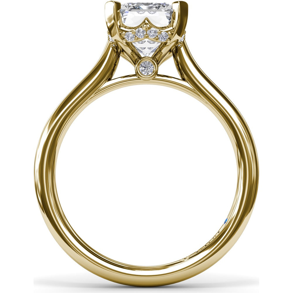 Hidden Halo Engagement Ring Setting with Split Shank and Pavé Diamonds by Fana - 0.09 Carat Total Diamond Weight