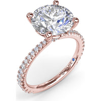 Hidden Halo Pavé Engagement Ring Setting with Round Diamond Center by Fana - 0.40 Carat Total Diamond Weight