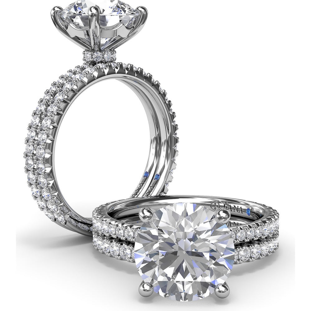 Hidden Halo Pavé Engagement Ring Setting with Round Diamond Center by Fana - 0.40 Carat Total Diamond Weight